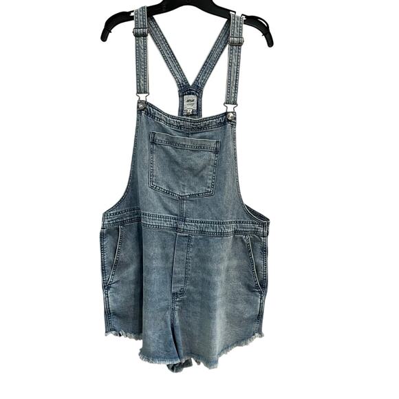 Aerie Denim Short Overalls Light Wash Casual Festival Size XXL - Picture 1 of 7